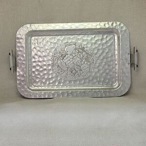 Vintage Cromwell Hand Hammered  Wrought Aluminum Fruit Tray